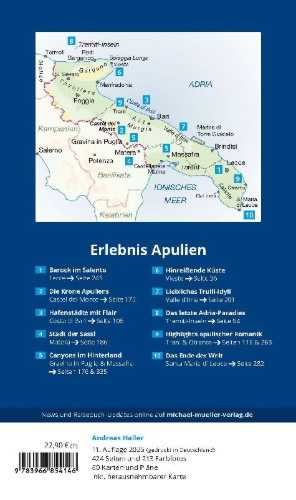 Buchcover und Innenansicht für das Buch: MICHAEL MÜLLER Reiseführer Apulien