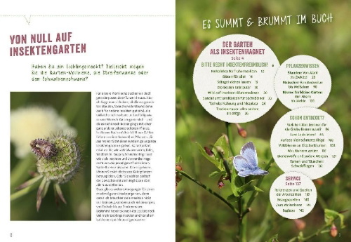 Buchcover und Innenansicht für das Buch: Richtig gute Pflanzen für Insekten