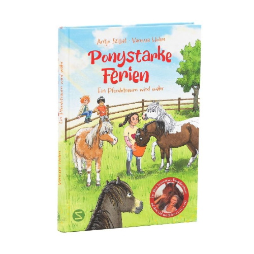 Buchcover und Innenansicht für das Buch: Ponystarke Ferien. Ein Pferdetraum wird wahr (Band 1)