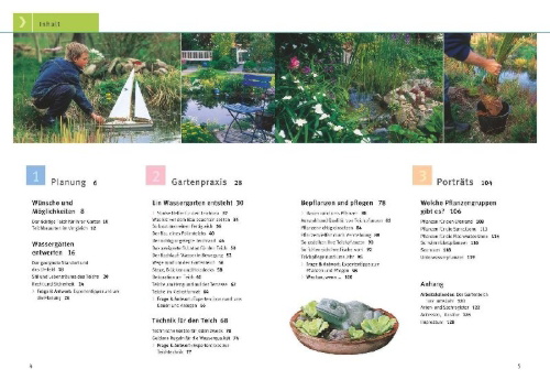 Buchcover und Innenansicht für das Buch: Gartenteiche anlegen und gestalten