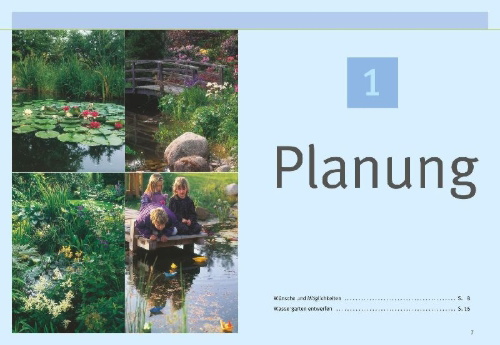 Buchcover und Innenansicht für das Buch: Gartenteiche anlegen und gestalten
