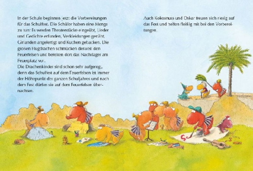 Buchcover und Innenansicht für das Buch: Der kleine Drache Kokosnuss - Die lustigsten Schulgeschichten - Set