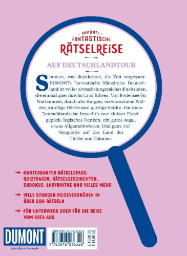 Buchcover und Innenansicht für das Buch: DUMONTs Fantastische Rätselreise Auf Deutschlandtour