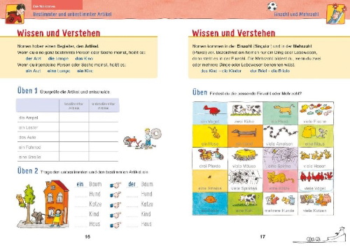 Buchcover und Innenansicht für das Buch: Wissen - Üben - Testen: Deutsch 2. Klasse