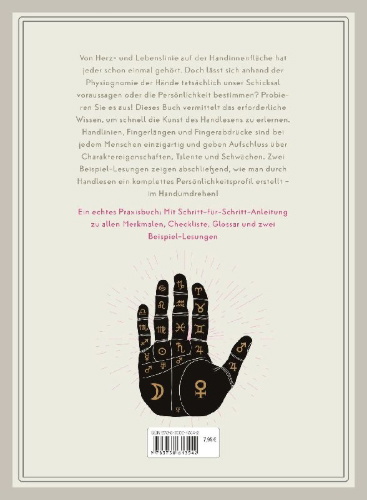 Buchcover und Innenansicht für das Buch: The Little Guide to Palmistry. How to read anyone's unique personality and potential from their hands