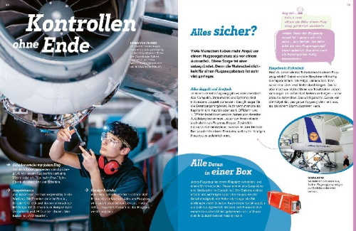 Buchcover und Innenansicht für das Buch: WAS IST WAS Flugzeuge. Ab durch die Wolken!