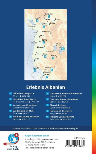 Buchcover und Innenansicht für das Buch: MICHAEL MÜLLER Reiseführer Albanien