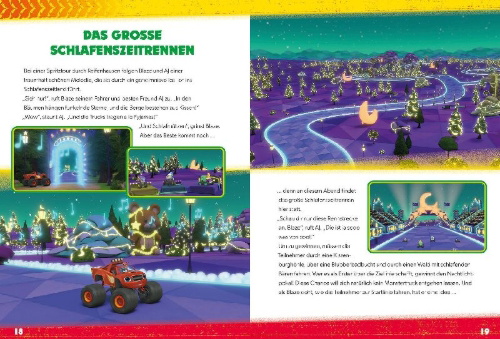 Buchcover und Innenansicht für das Buch: Blaze und die Monstermaschinen: Das große Vorlesebuch