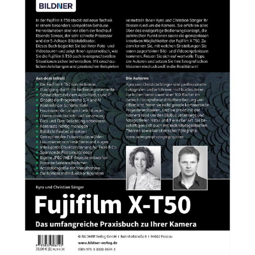 Buchcover und Innenansicht für das Buch: Fujifilm X-T50: Das umfangreiche Praxisbuch zu Ihrer Kamera