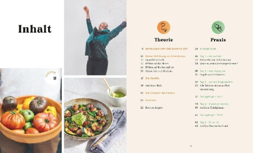 Buchcover und Innenansicht für das Buch: Scheinfasten - Das Rezeptbuch