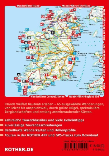 Buchcover und Innenansicht für das Buch: ROTHER Wanderführer Irland mit Nordirland. 65 Touren auf der grünen Insel im Atlantik