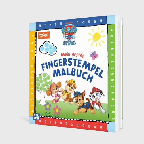 Buchcover und Innenansicht für das Buch: PAW Patrol Kindergartenheft: Mein erstes Fingerstempel-Malbuch