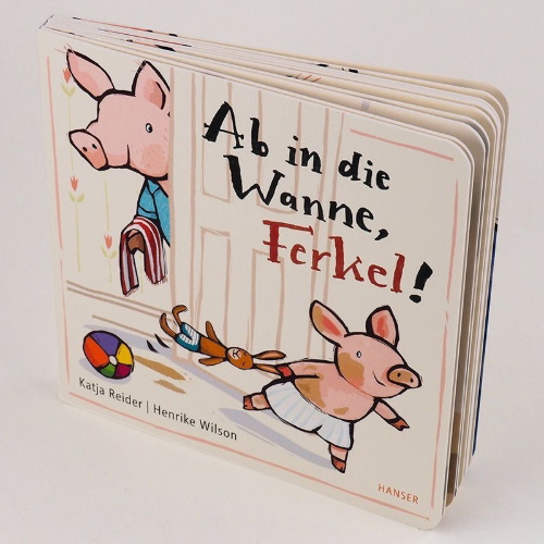 Buchcover und Innenansicht für das Buch: Ab in die Wanne, Ferkel!