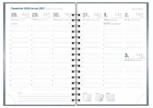 Buchcover und Innenansicht für das Buch: Wochen-Cheftimer A5, Alu silber 2027