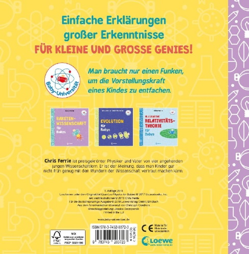 Buchcover und Innenansicht für das Buch: Baby University: Quanum Physics for Babies (OT)