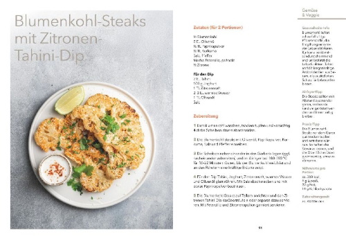 Buchcover und Innenansicht für das Buch: Airfryer Balance - Detox für die Leber