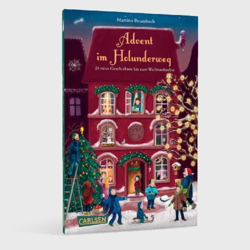 Buchcover und Innenansicht für das Buch: Advent im Holunderweg - 24 neue Geschichten bis zum Weihnachtsfest