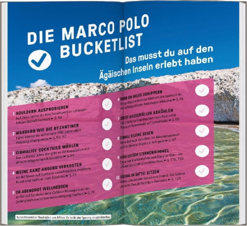 Buchcover und Innenansicht für das Buch: MARCO POLO Reiseführer Griechische Inseln, Ägäis