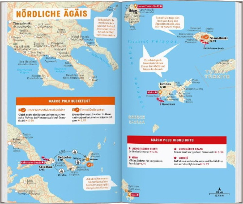 Buchcover und Innenansicht für das Buch: MARCO POLO Reiseführer Griechische Inseln, Ägäis