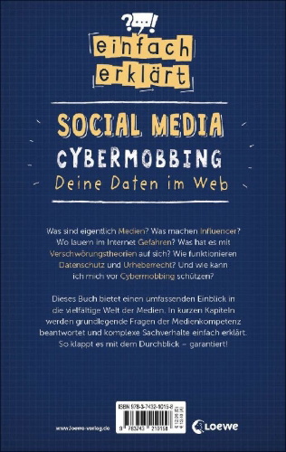 Buchcover und Innenansicht für das Buch: Einfach erklärt - Social Media - Cybermobbing - Deine Daten im Web