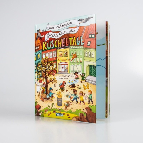 Buchcover und Innenansicht für das Buch: Die schönsten Geschichten für Kuscheltage
