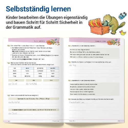 Buchcover und Innenansicht für das Buch: Grammatik mit Rico Schnabel, Klasse 4