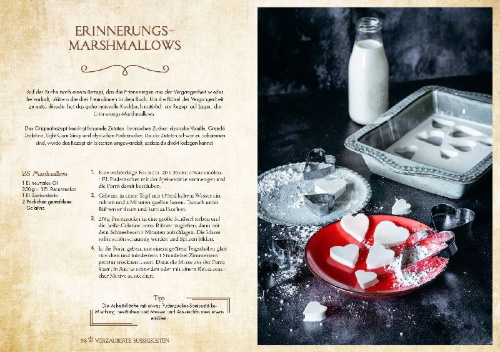 Buchcover und Innenansicht für das Buch: Magische Rezepte aus dem geheimnisvollen Kochbuch