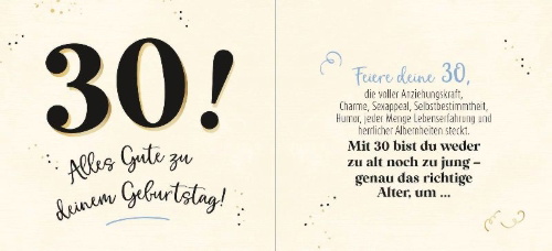 Buchcover und Innenansicht für das Buch: 30 - Genau das richtige Alter, um ...