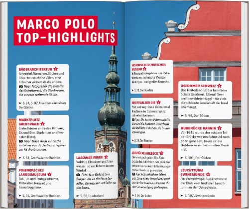 Buchcover und Innenansicht für das Buch: MARCO POLO Reiseführer Usedom