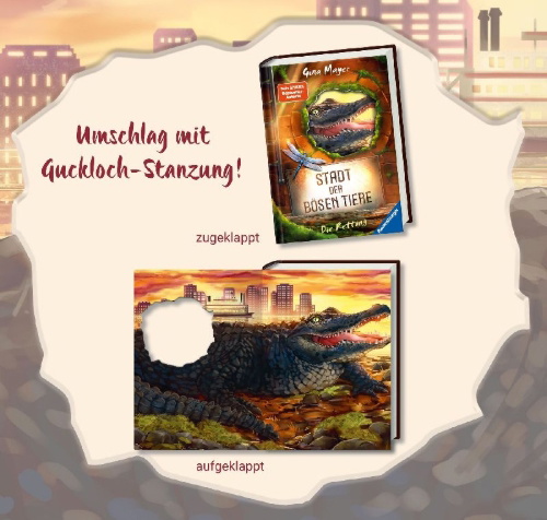 Buchcover und Innenansicht für das Buch: Stadt der bösen Tiere, Band 2 - Die Rettung