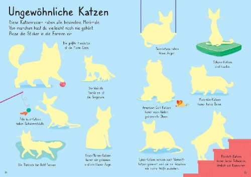Buchcover und Innenansicht für das Buch: Mein Immer-wieder-Stickerbuch: Meine liebsten Katzen