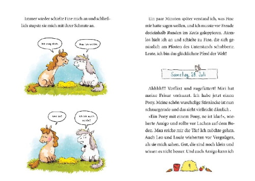 Buchcover und Innenansicht für das Buch: Ich bin Flocke - Alle Hufe voll zu tun!