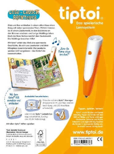 Buchcover und Innenansicht für das Buch: tiptoi® Lese-Lausch-Abenteuer - Zauberwald