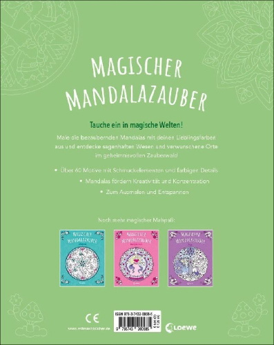Buchcover und Innenansicht für das Buch: Magischer Mandalazauber - Zauberwald