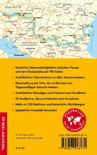 Buchcover und Innenansicht für das Buch: TRESCHER Reiseführer Kreuzfahrten Donau