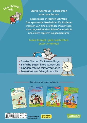 Buchcover und Innenansicht für das Buch: Starke Abenteuer-Geschichten zum Lesenlernen