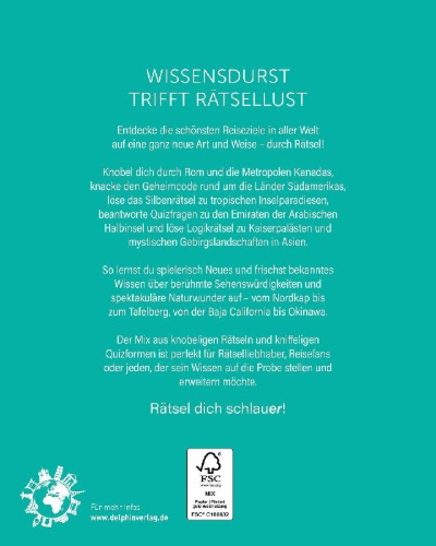 Buchcover und Innenansicht für das Buch: Reise um die Welt I Wissen in Rätseln