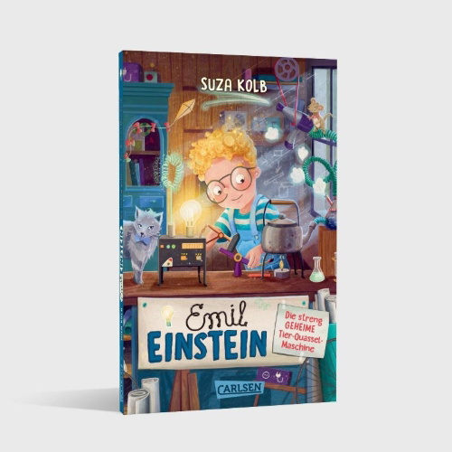 Buchcover und Innenansicht für das Buch: Emil Einstein 1: Die streng geheime Tier-Quassel-Maschine