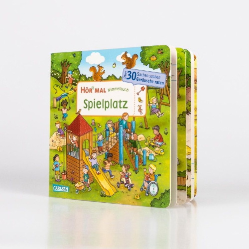 Buchcover und Innenansicht für das Buch: Hör mal (Soundbuch): Wimmelbuch: Spielplatz