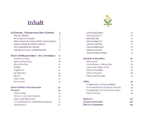 Buchcover und Innenansicht für das Buch: Köstliches Unkraut