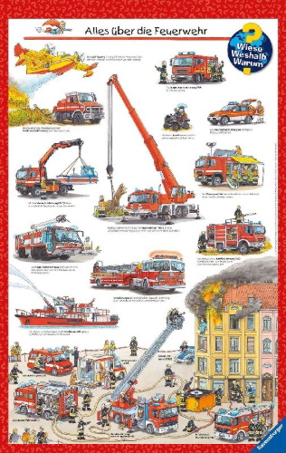 Buchcover und Innenansicht für das Buch: Wieso? Weshalb? Warum?, Band 2: Alles über die Feuerwehr