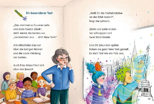 Buchcover und Innenansicht für das Buch: Zlonk und Larla - Freunde aus dem Computerspiel