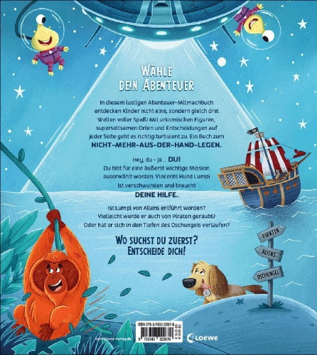 Buchcover und Innenansicht für das Buch: Pick A Story: A Pirate + Alien + Jungle Adventure