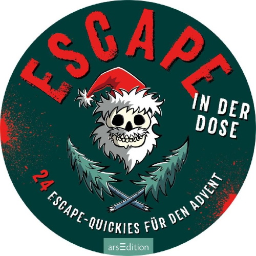 Buchcover und Innenansicht für das Buch: Escape-Adventskalender in der Dose