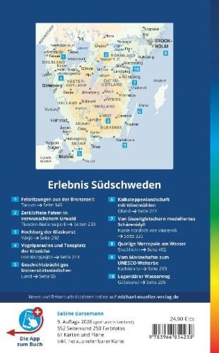 Buchcover und Innenansicht für das Buch: MICHAEL MÜLLER Reiseführer Südschweden