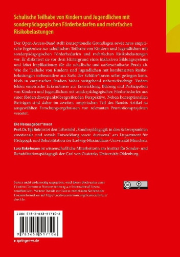 Buchcover und Innenansicht für das Buch: Schulische Teilhabe von Kindern und Jugendlichen mit sonderpädagogischen Förderbedarfen und mehrfachen Risikobelastungen