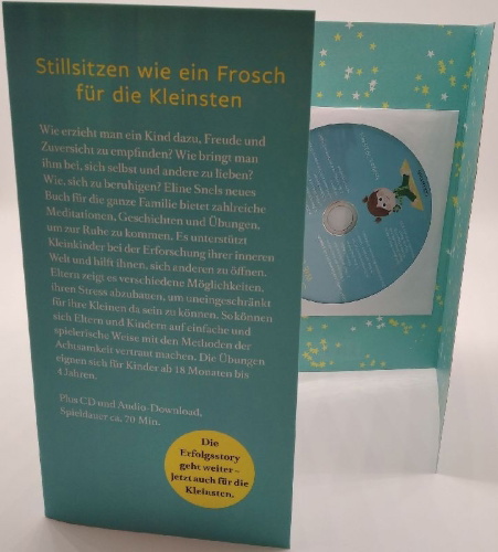 Buchcover und Innenansicht für das Buch: L'éveil de la petite grenouille / The Little Frog Awakes - mindfulness for parents and children 1.5 - 4 years old