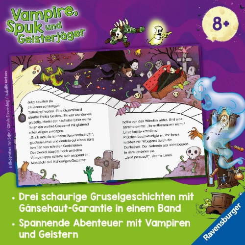Buchcover und Innenansicht für das Buch: Vampire, Spuk und Geisterjäger - Schaurige Gruselgeschichten