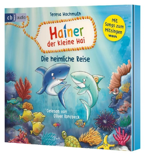 Buchcover und Innenansicht für das Buch: Hainer der kleine Hai - Die heimliche Reise