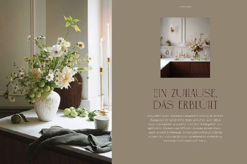 Buchcover und Innenansicht für das Buch: Blooming Interiors. Von Viktoria Askerow aka @tthese_beautiful_thingss
